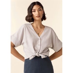 VETTA Capsule The Girlfriend Shirt in Tan Stripe